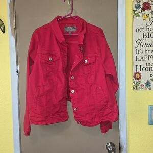 Woman Red Denim Jacket